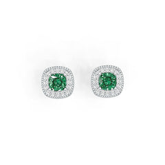 Platinum Semi Mount Earrings Setting Cushion CU 5X5mm with White Topaz Diamond Accent DHJ