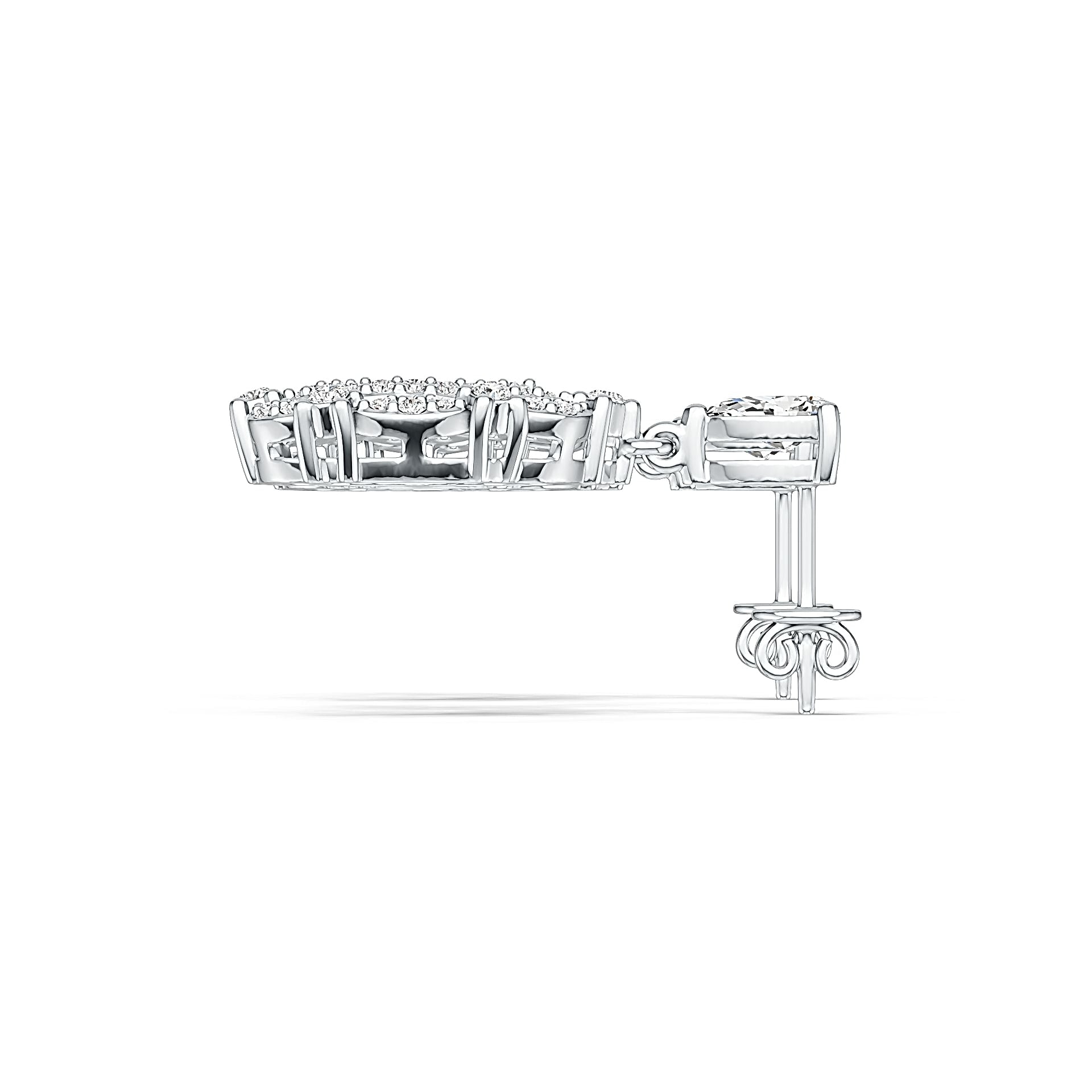 Platinum Semi Mount Earrings Setting Pear PE 6X4mm Diamond Accent DHJ