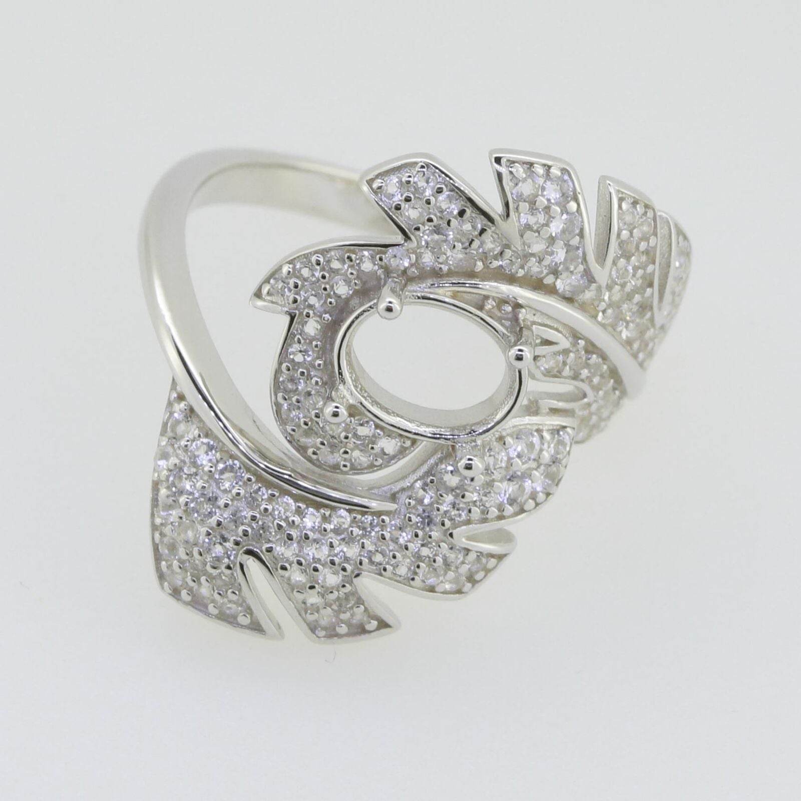 10K Gold Semi Mount Ring Setting Oval OV 8X6mm with Moissanite Accent Syzjewelry