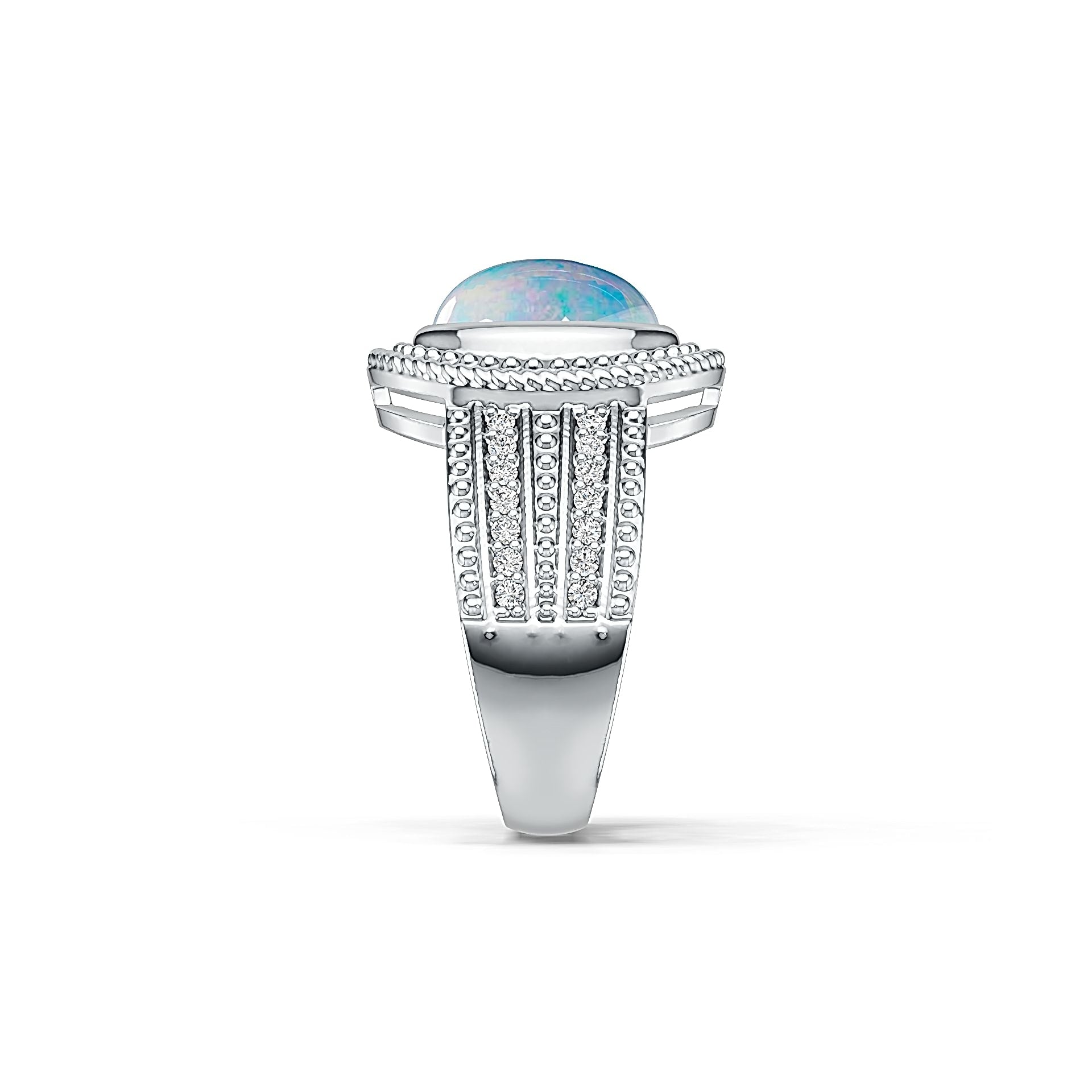 Platinum Semi Mount Ring Setting Oval OV 10X8mm Cabochon Diamond Accent DHJ