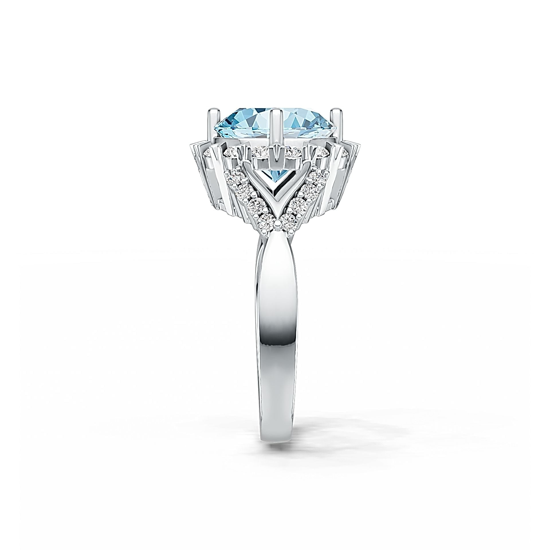 Sterling Silver Semi Mount Ring Setting Round RD 10x10mm Halo Split Shank Syzjewelry