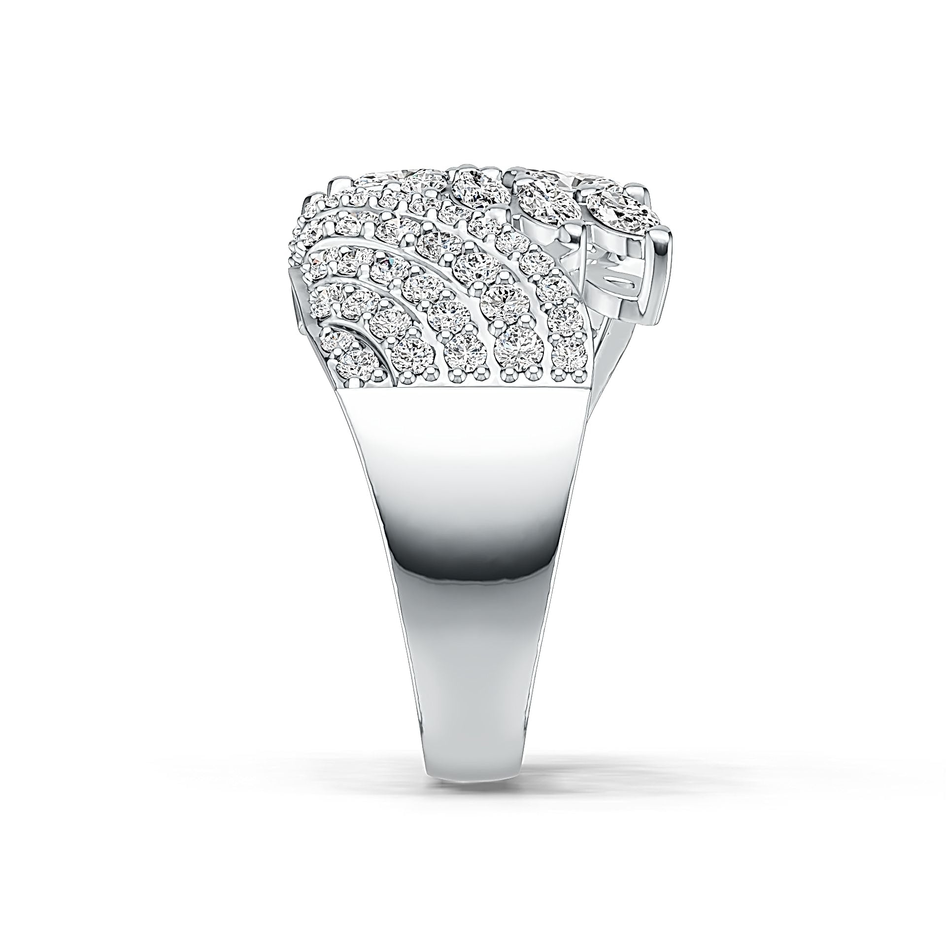 Sterling Silver Cluster Cocktail Ring with White Topaz or Moissanite DHJ