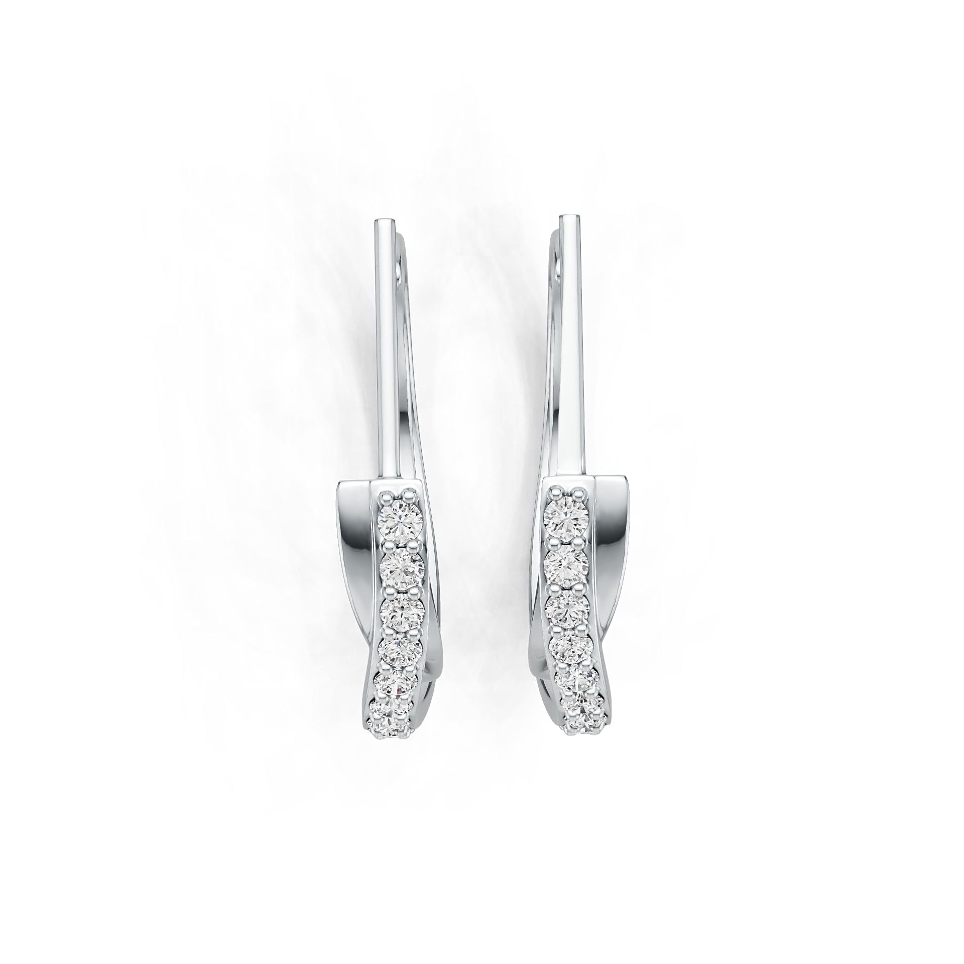 18K Gold Earrings Open Hoop with White Topaz or Moissanite Diamond Accent DHJ