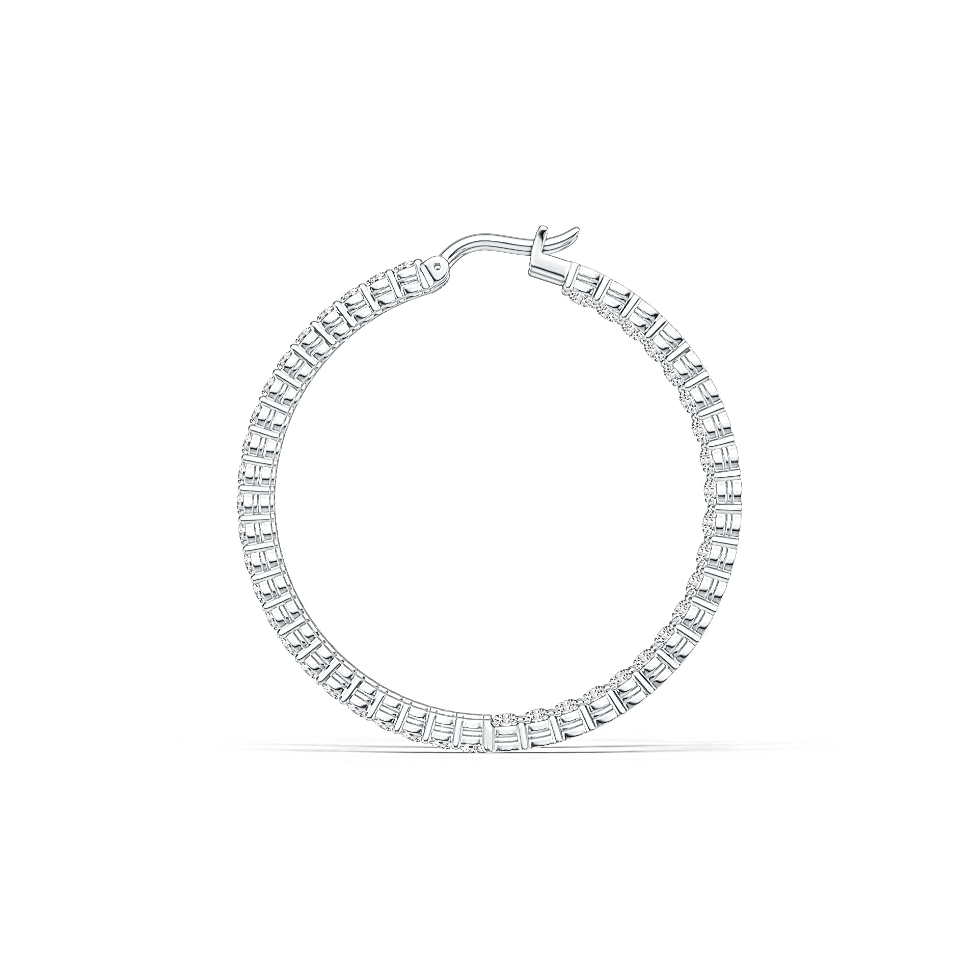 Sterling Silver Hoop Earrings Round with White Topaz or Moissanite DHJ