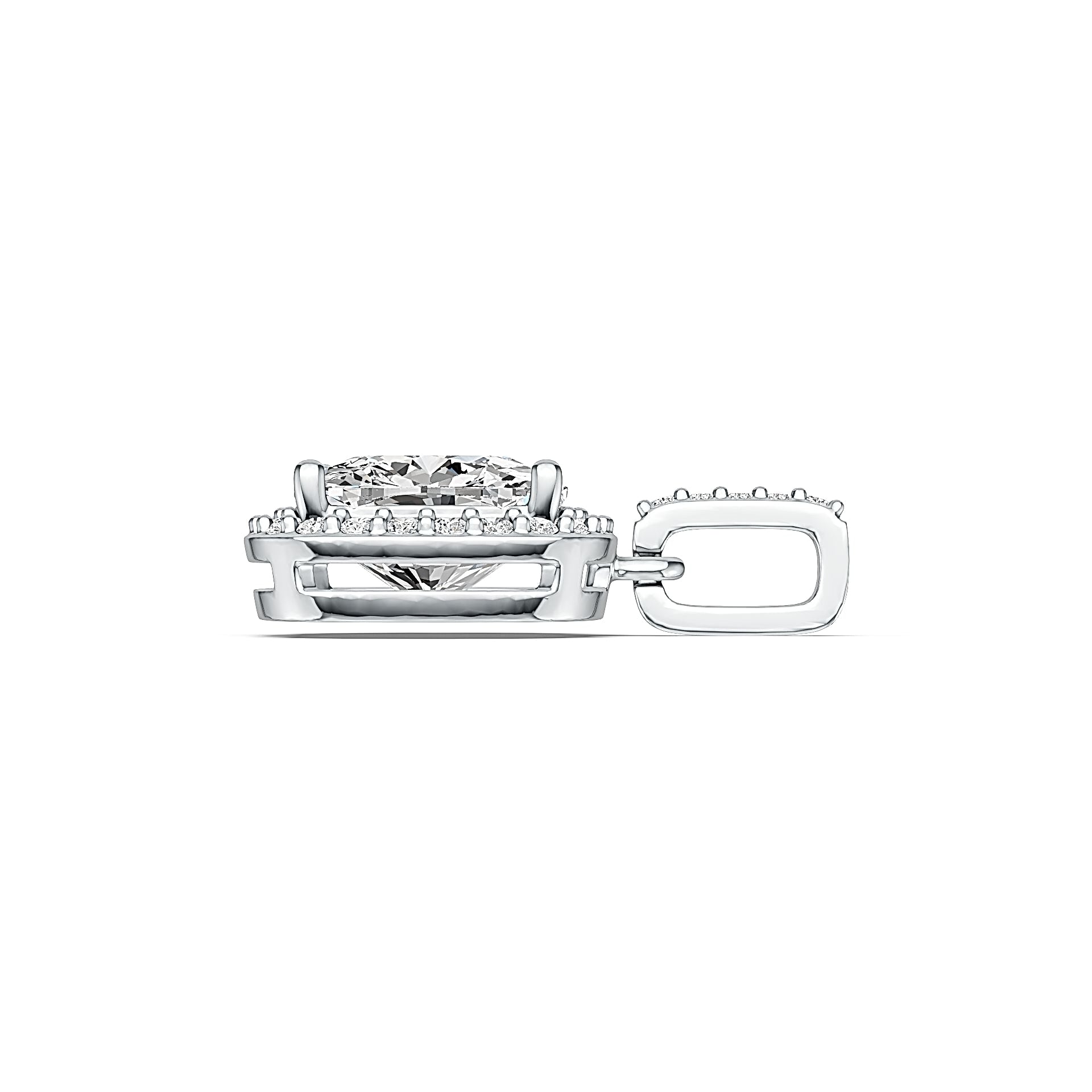 10K Gold Semi Mount Pendant Setting Cushion Cu 8x8mm W/ White Topaz Syzjewelry