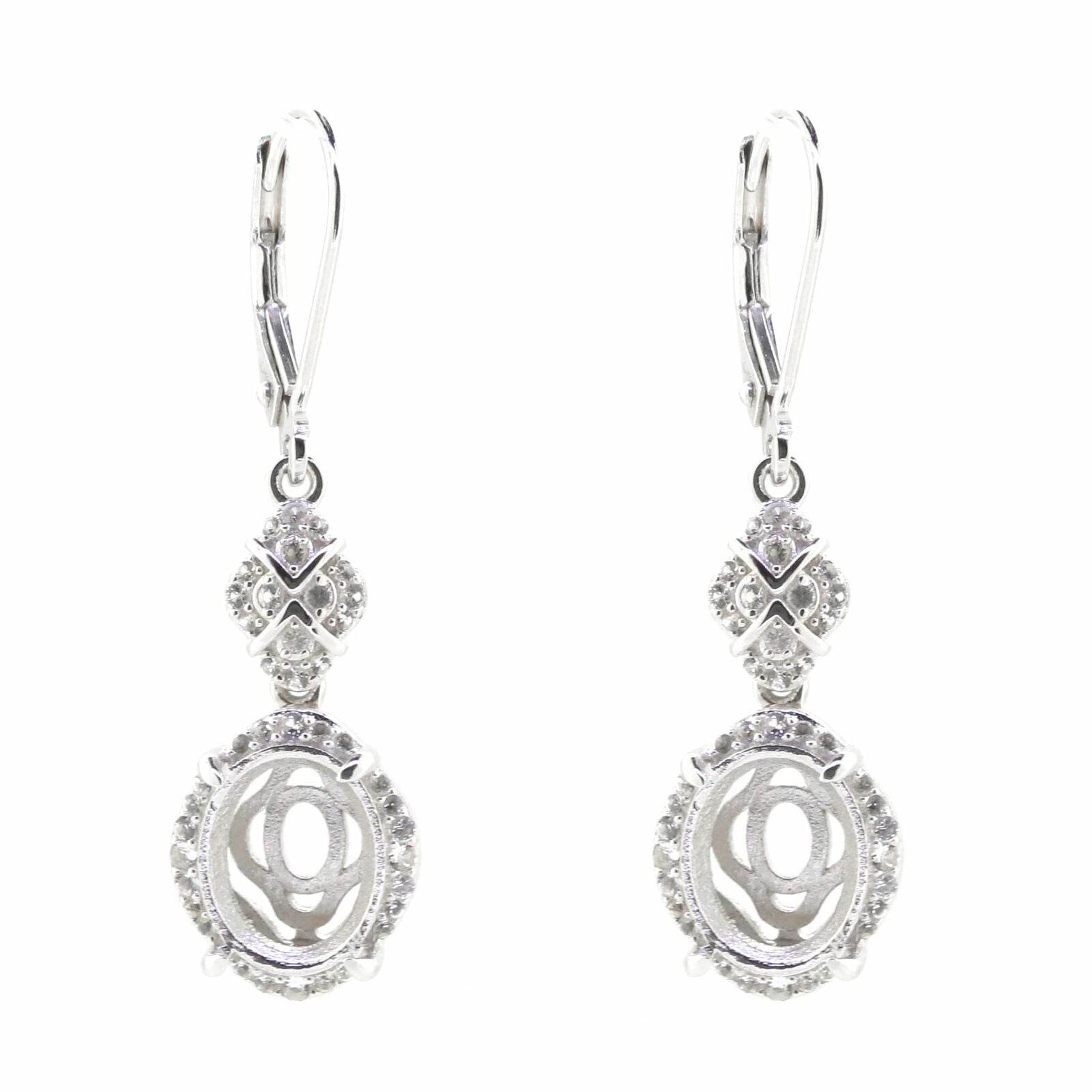 Platinum Semi Mount Earrings Setting Oval OV 10X8mm Diamond Accent Syzjewelry
