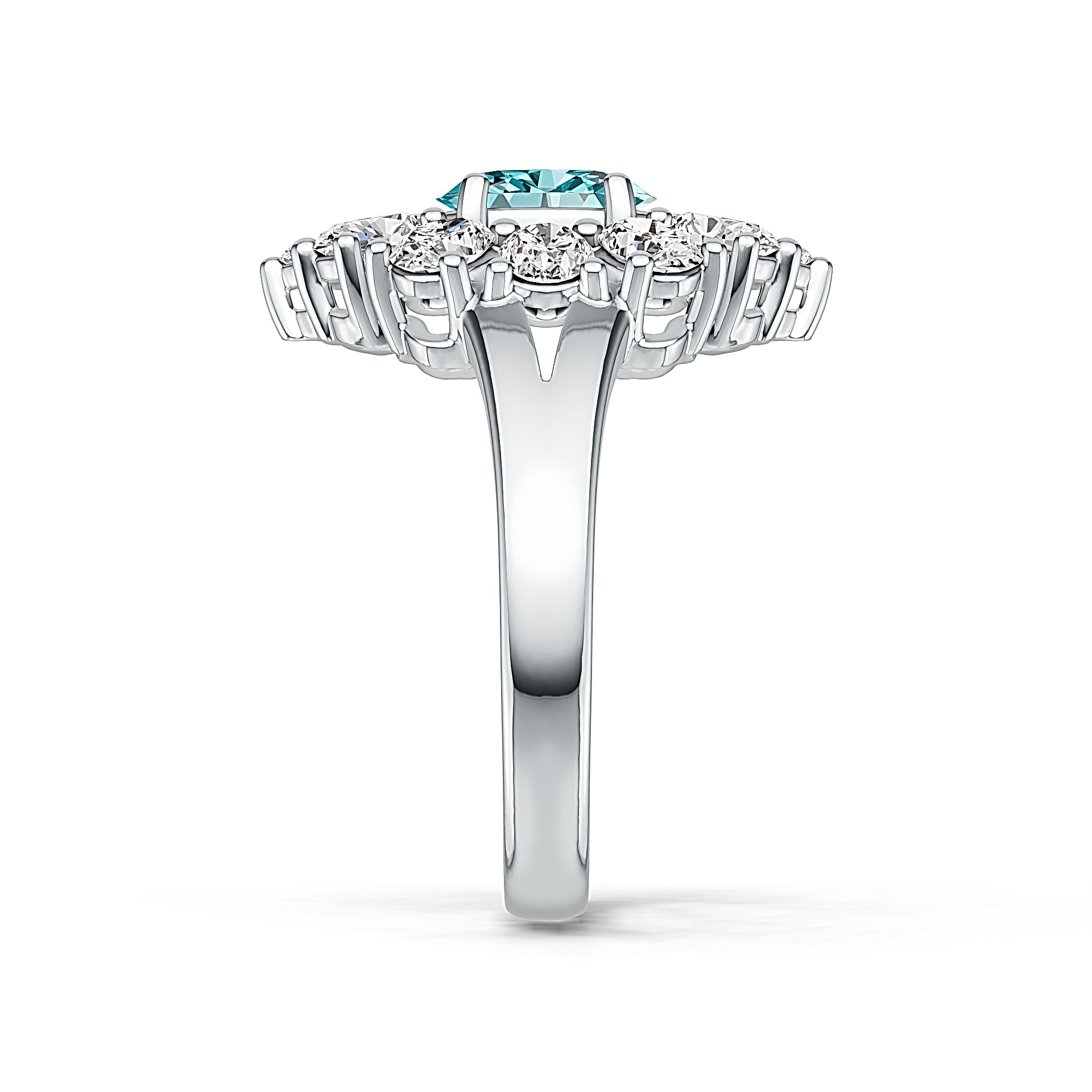 Platinum Semi Mount Ring Setting Oval OV 7X5mm Diamond Accent DHJ