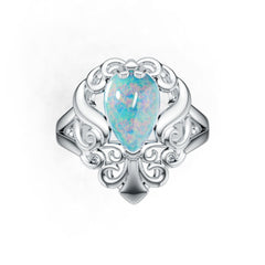 Platinum Semi Mount Ring Setting Pear PE 12X8mm Cabochon Filigree DHJ