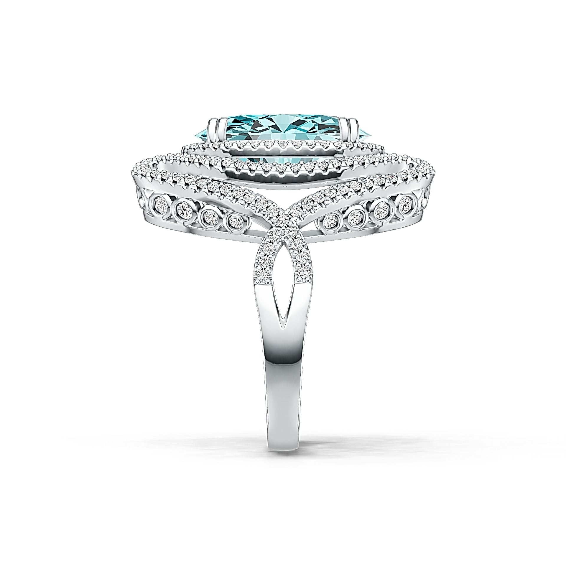 Sterling Silver Semi Mount Ring Setting Oval OV 17X12mm with White Topaz DHJ