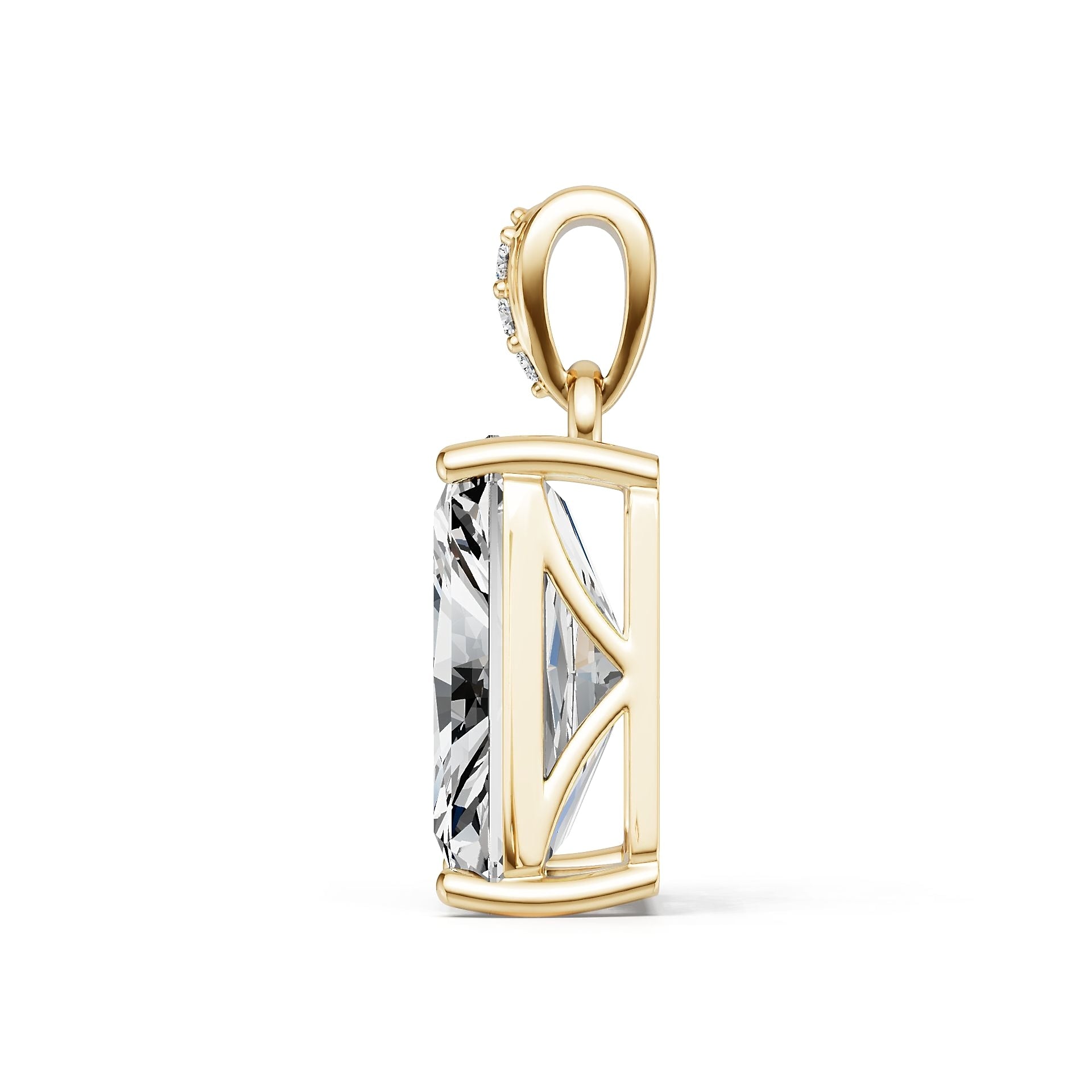 18K Gold Semi Mount Pendant Setting Emerald Em 14x10mm Diamond Accent Syz Jewelry
