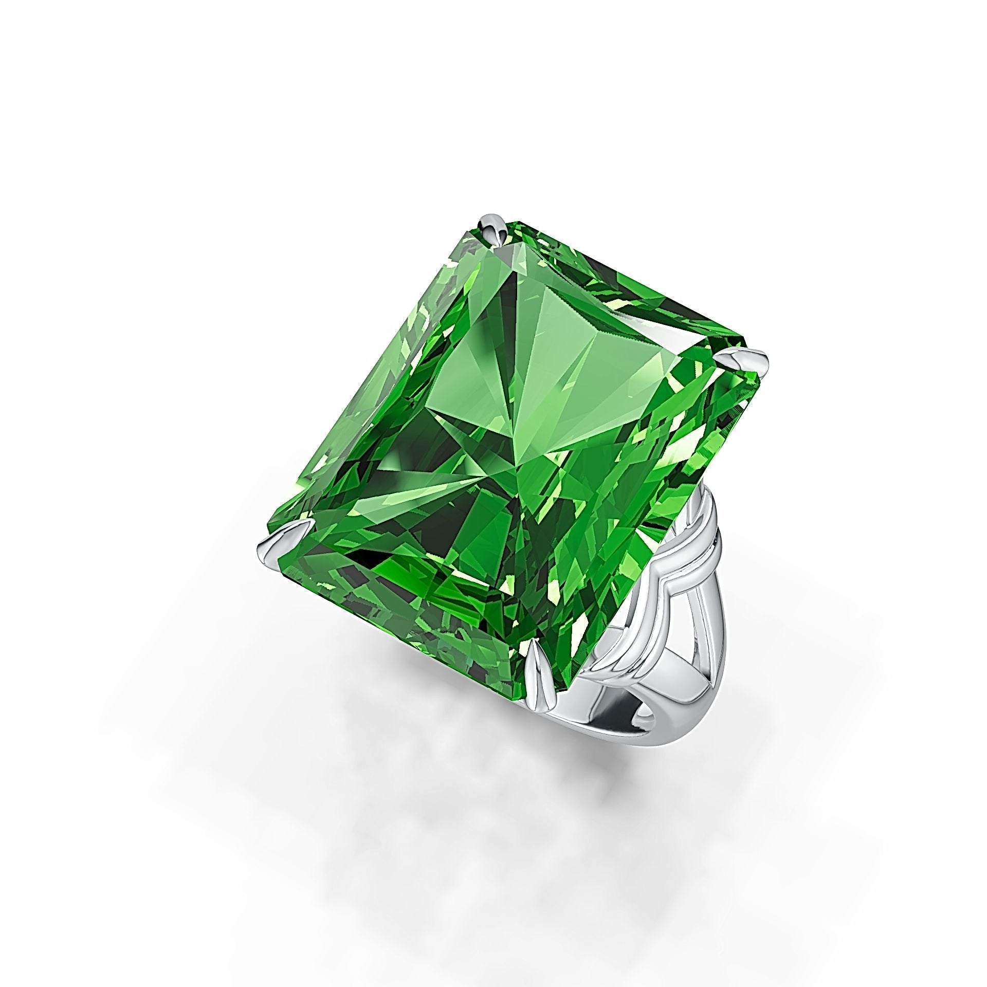 18K Gold Semi Mount Ring Setting Emerald OCT 20X15mm Cocktail Ring Art Nouveau DHJ