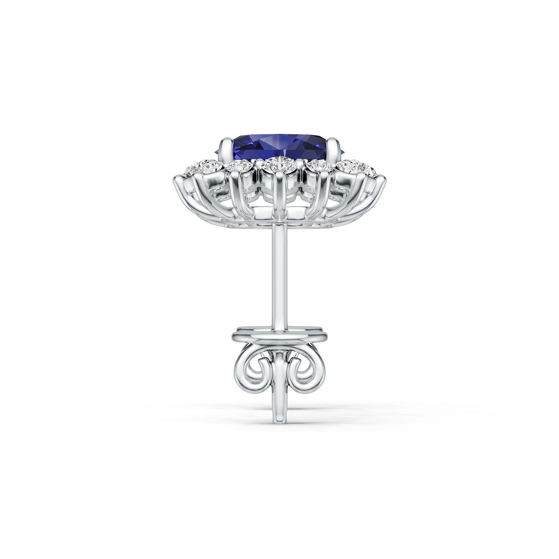 Sterling Silver Semi Mount Earrings Setting Oval Ov 7x5mm Sapphire Accent Syz Jewelry