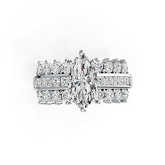 18K Gold Semi Mount Ring Setting Marquise MQ 12X6mm with Diamond Accent DHJ