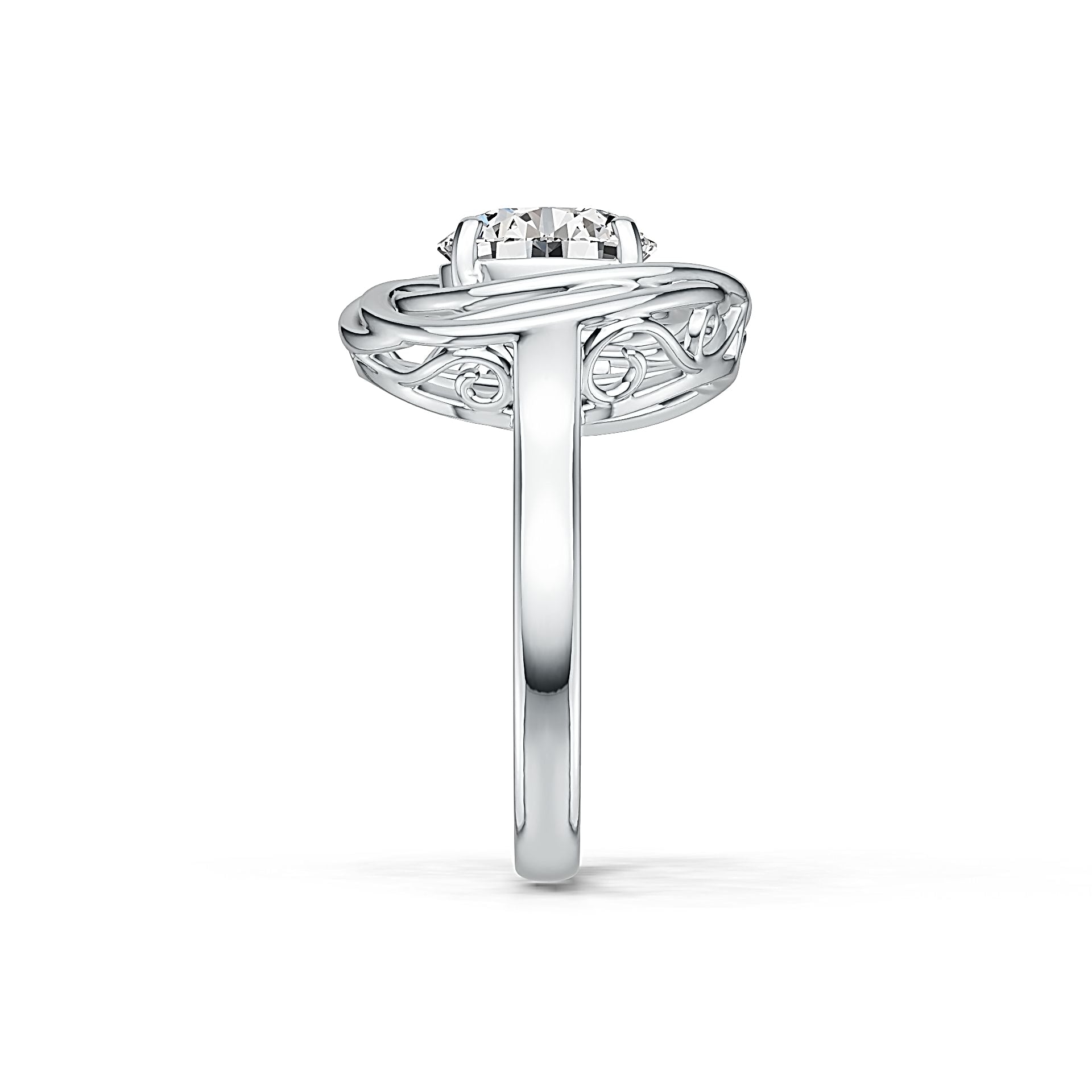 Sterling Silver Semi Mount Ring Setting Round RD 9x9mm Swirl Infinity Design Syzjewelry