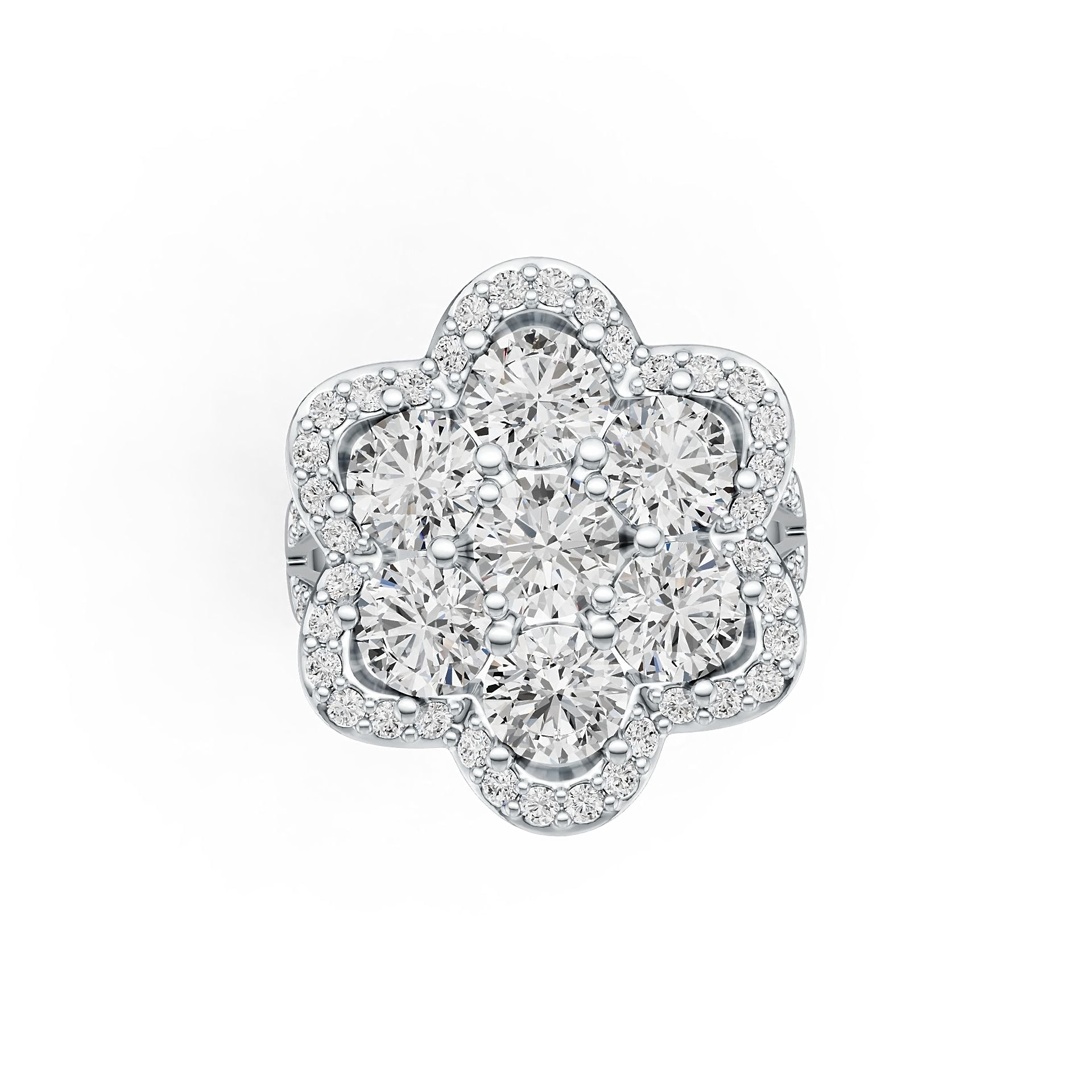 14K Gold Semi Mount Ring Setting Round RD 6x6mm Flower Theme Split Shank Diamond Accent DHJ