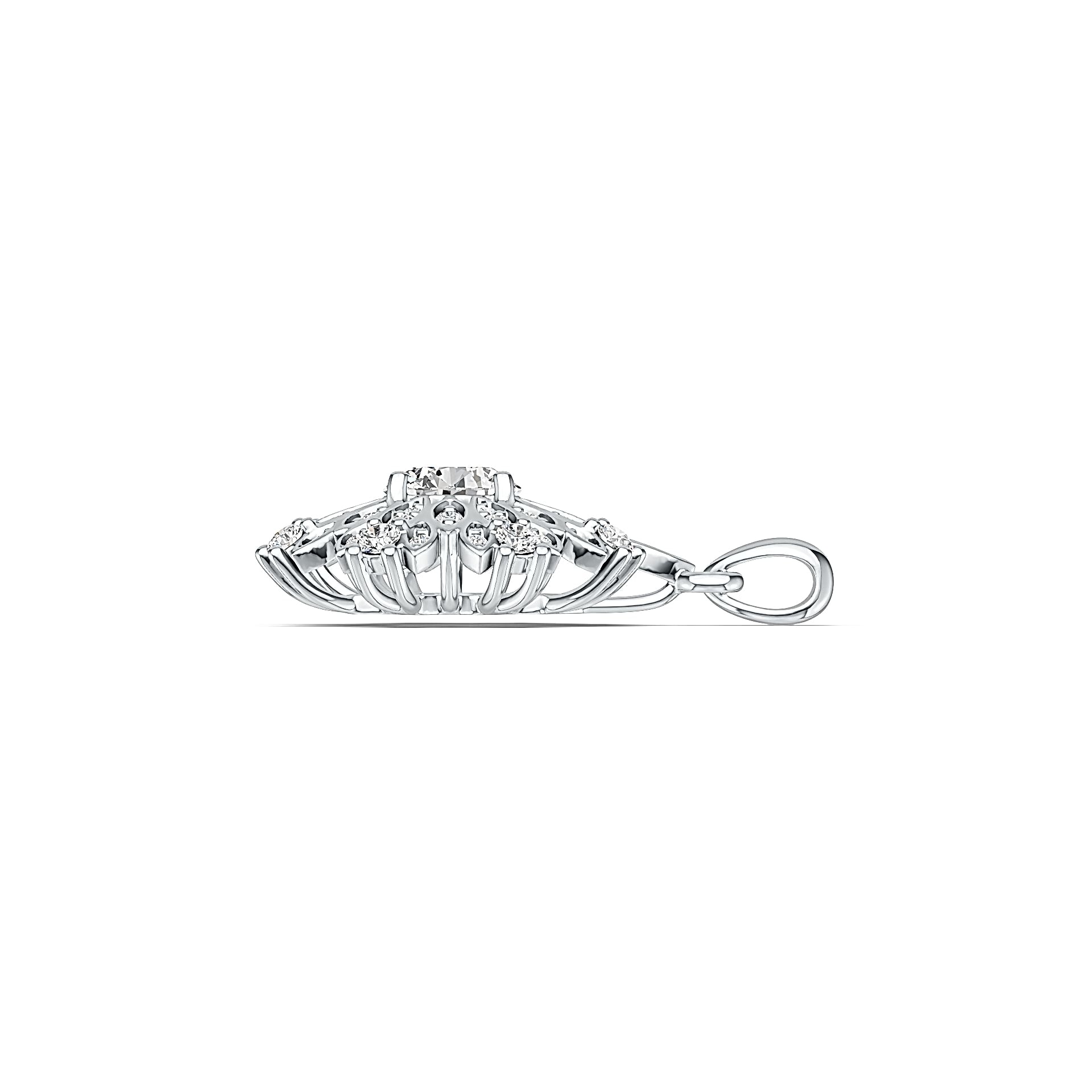 Sterling Silver Semi Mount Pendant Setting Round RD 6x6mm with White Topaz - Syzjewelry