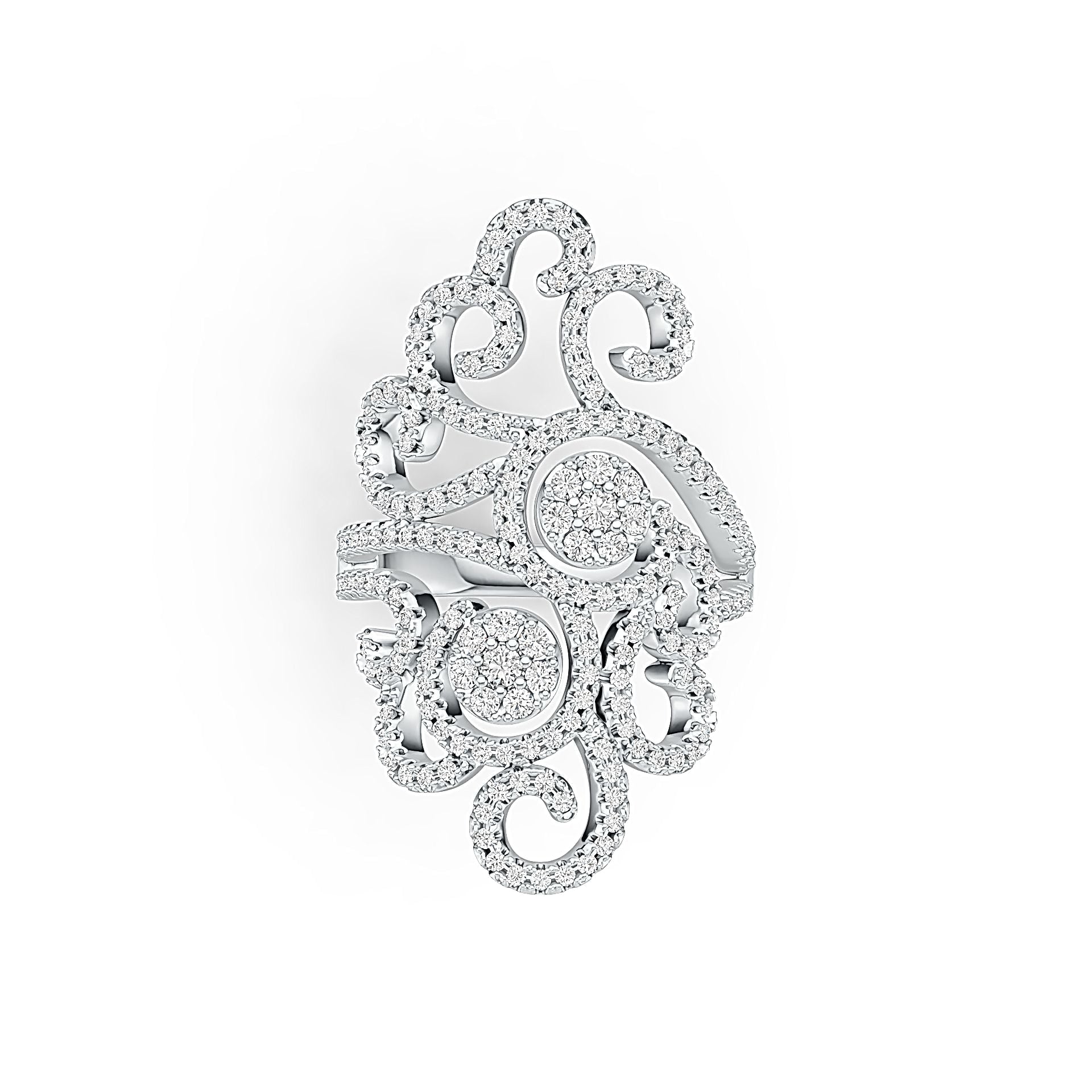 14K Gold Cocktail Filigree Ring with White Topaz or Moissanite Diamond Accent DHJ
