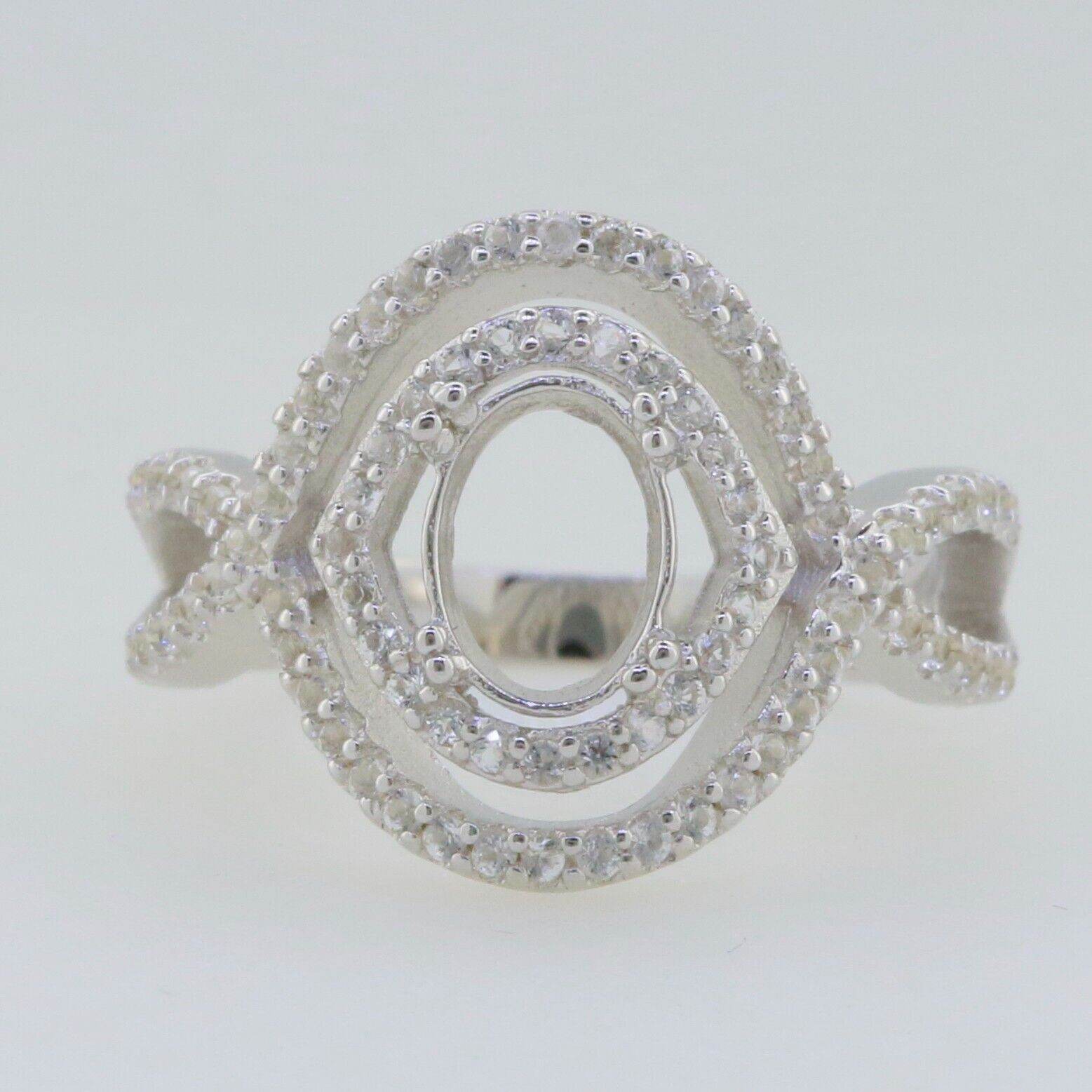 10K Gold Semi Mount Ring Setting Oval OV 8x6mm Halo Twisted Shank Moissanite Accent Syzjewelry