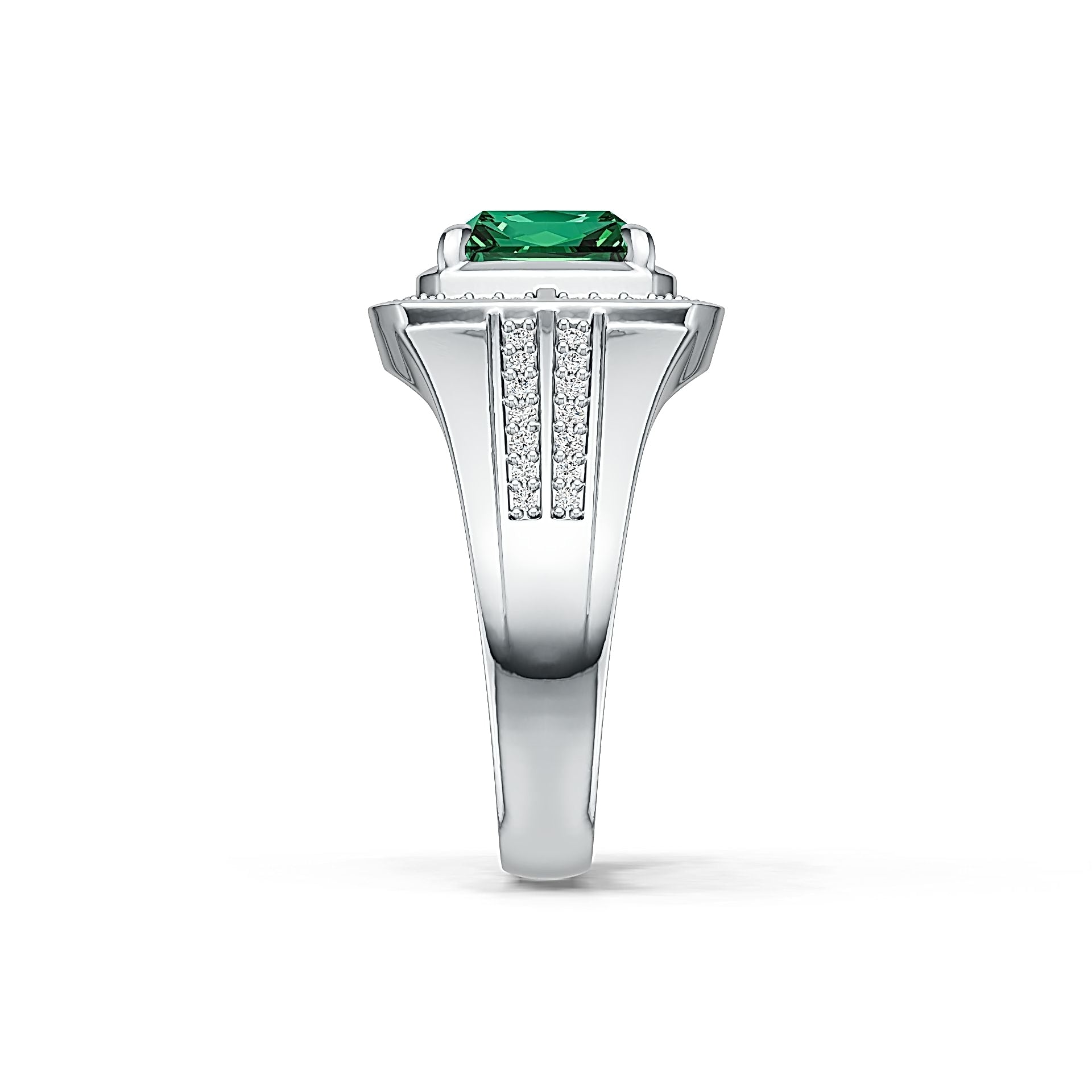 Sterling Silver Semi Mount Ring Setting Emerald OCT 9X8MM Halo Syzjewelry