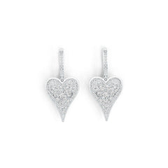 Platinum Earrings with White Topaz or Moissanite Heart Theme Diamond Accent DHJ