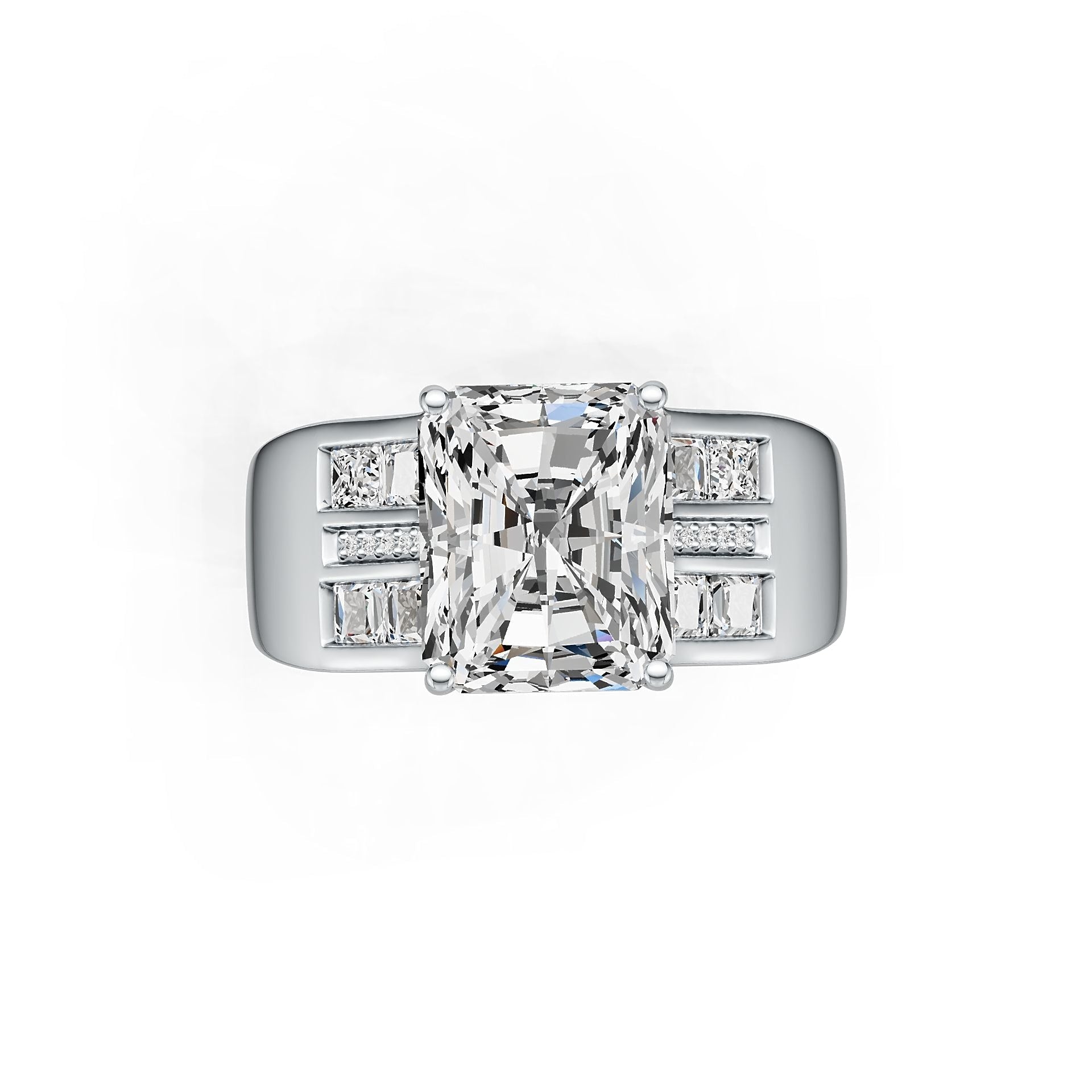 Platinum Semi Mount Ring Setting Emerald OCT 11X9mm Diamond Accent DHJ
