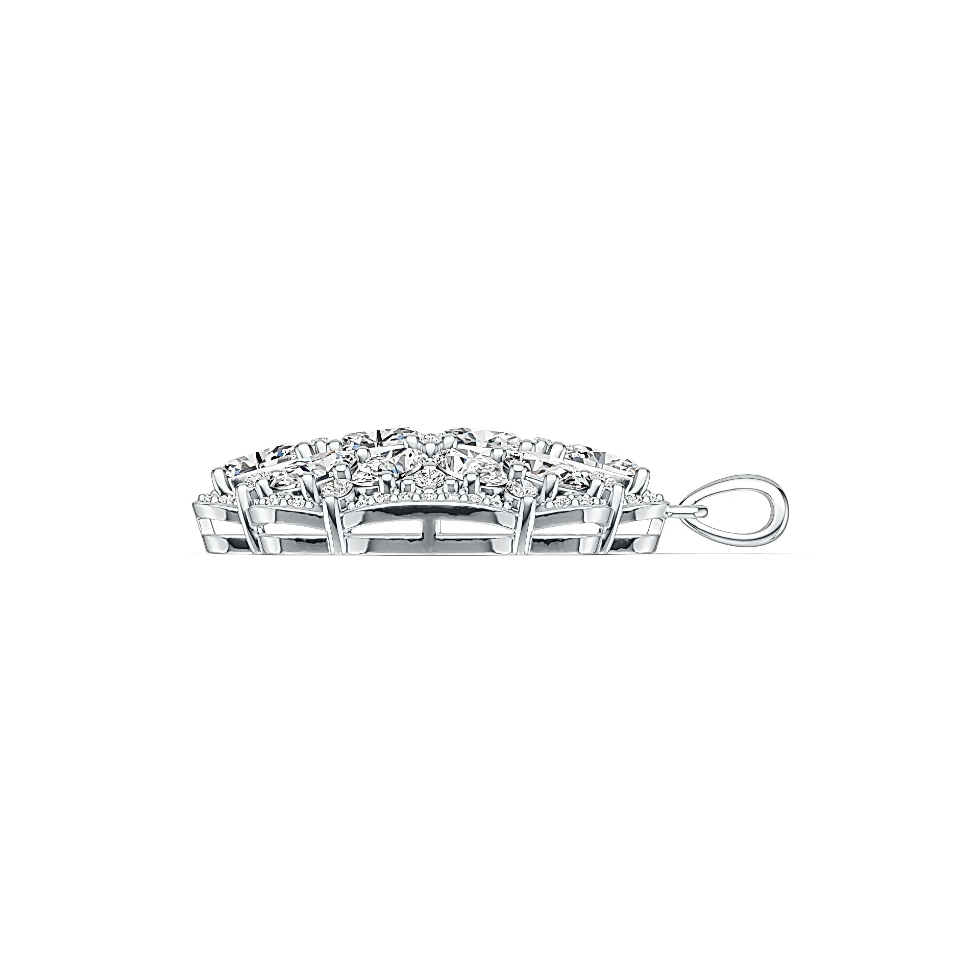 Platinum Semi Mount Pendant Setting Oval OV 6X4mm Diamond Accent DHJ