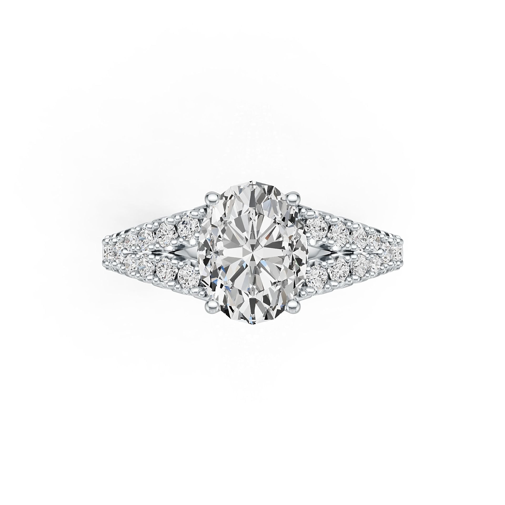 10K Gold Semi Mount Ring Setting Oval OV 9x7mm Moissanite Accent DHJ