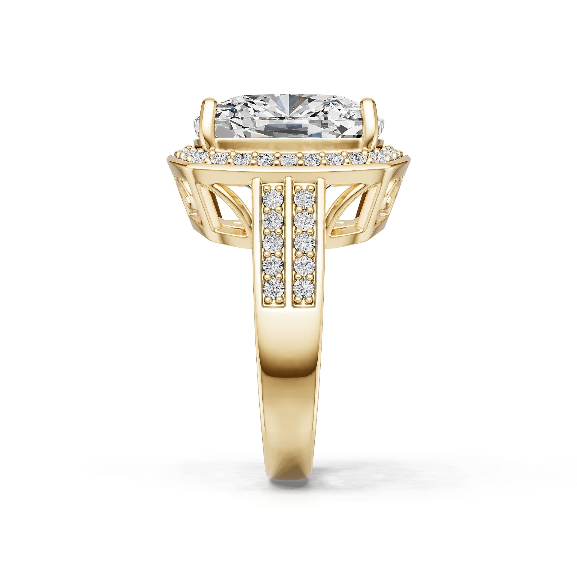 14K Gold Semi Mount Ring Setting Cushion Cu 15x15mm Diamond Accent Syz Jewelry