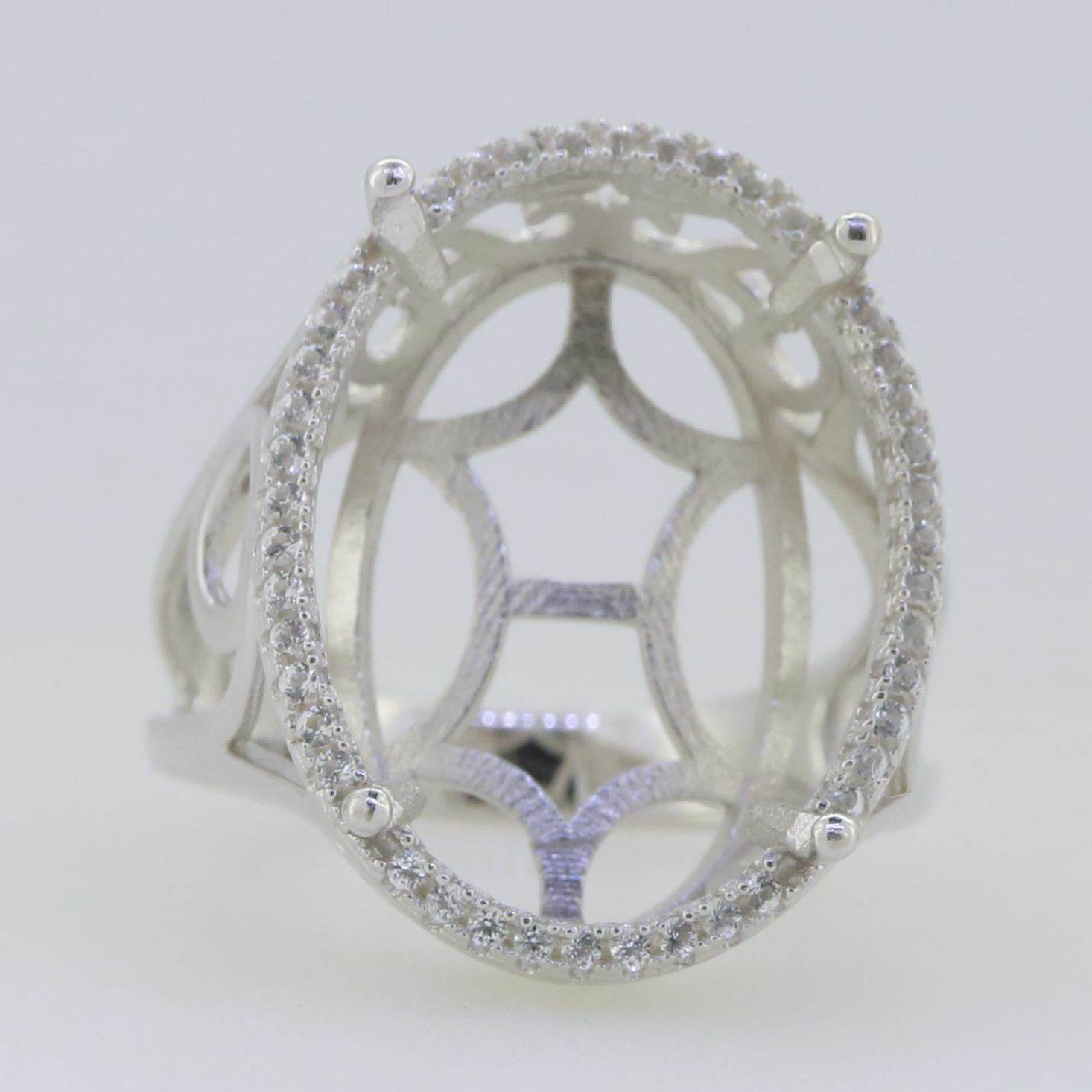 10K Gold Semi Mount Ring Setting Oval OV 21x16mm Moissanite Accent Syzjewelry