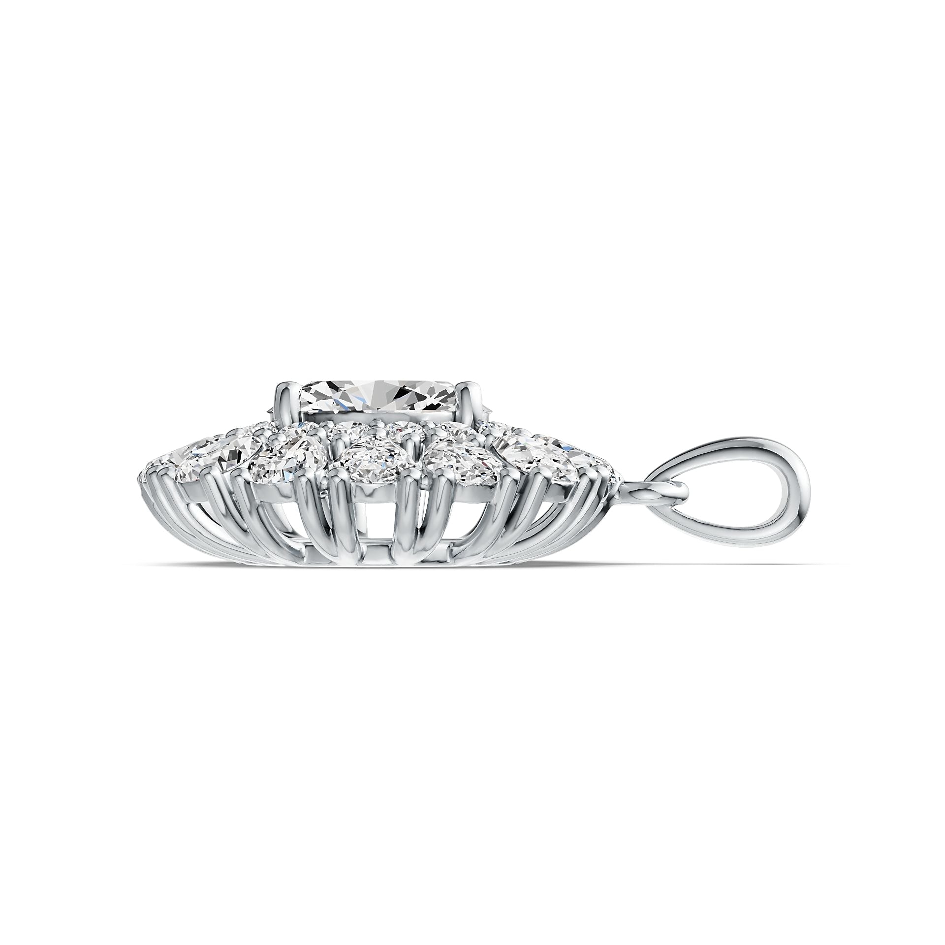 10K Gold Semi Mount Pendant Setting Oval OV 9X7mm PE 4x3mm Double Halo Moissanite Accent DHJ