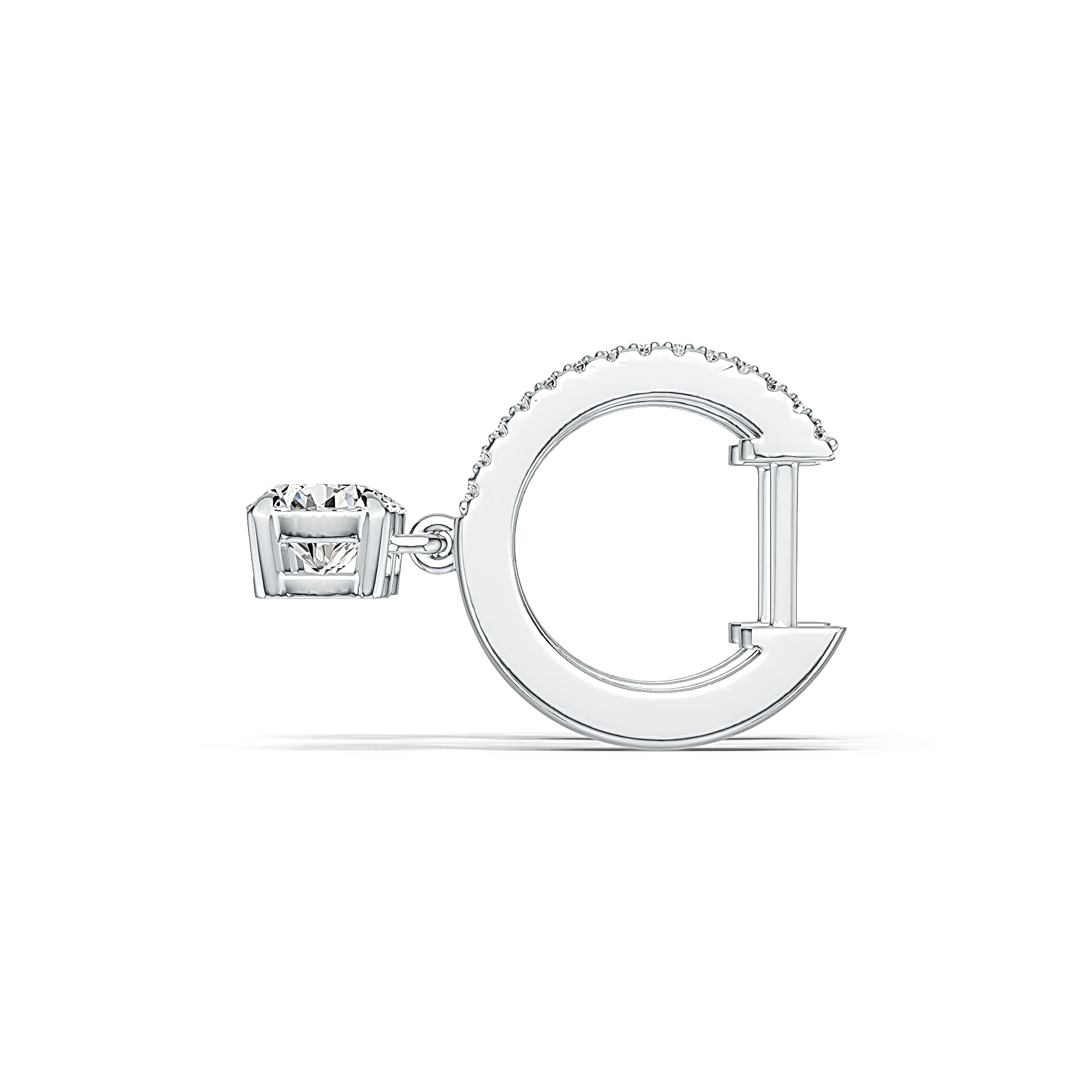 Platinum Semi Mount Earrings Setting Round RD 6x6mm Diamond Accent DHJ