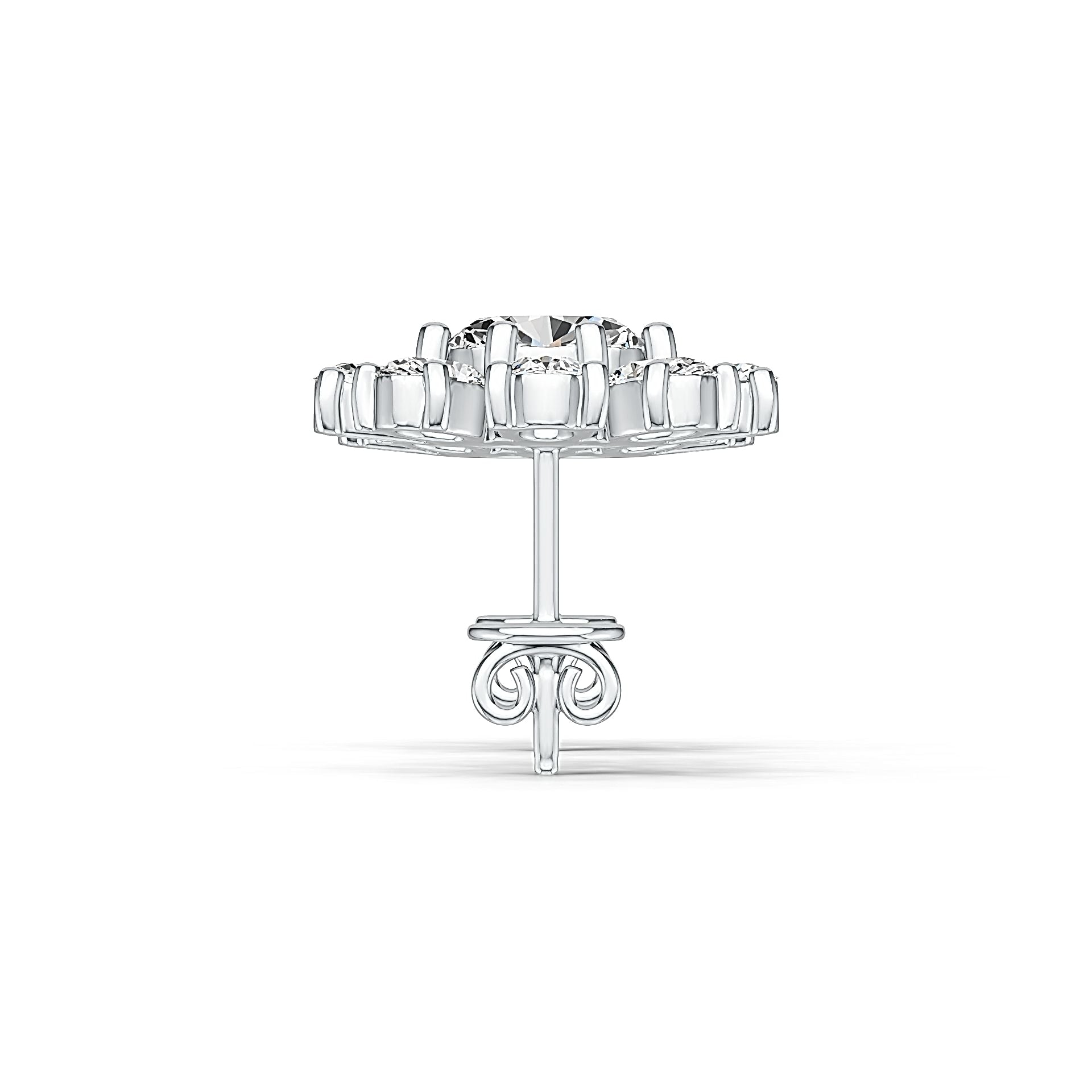 Sterling Silver Semi Mount Earrings Setting Oval OV 7X5mm with White Topaz DHJ