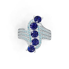 10K Gold Semi Mount Ring Setting Round RD 4.5x4.5mm with White Topaz Moissanite Accent DHJ