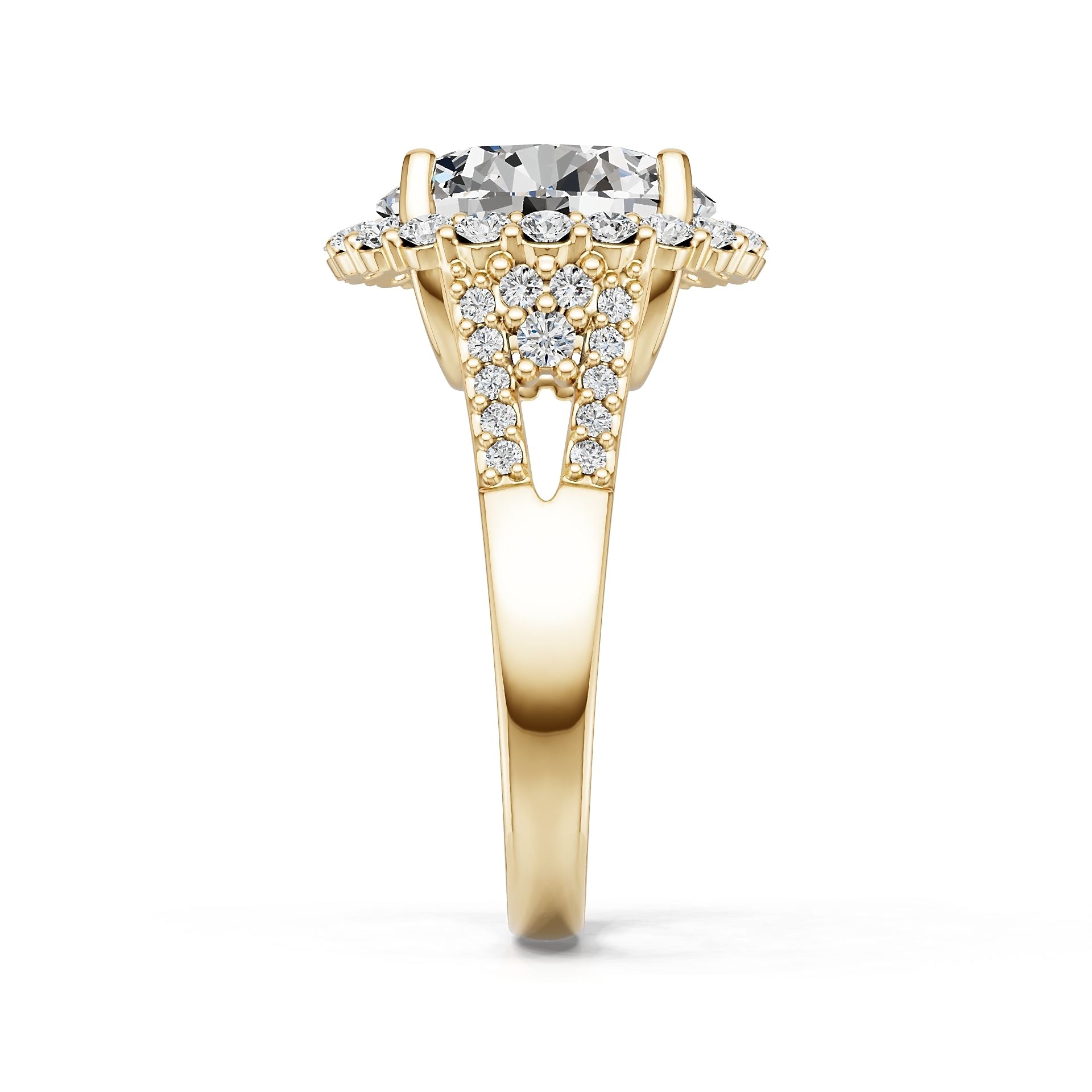 10K Gold Semi Mount Ring Setting Round Ro 6x6mm Moissanite Accent Syz Jewelry