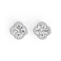 Platinum Semi Mount Earrings Setting Round RD 8x8mm Diamond Accent DHJ