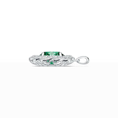 Platinum Semi Mount Pendant Setting Oval OV 12X10mm with White Topaz Diamond Accent DHJ