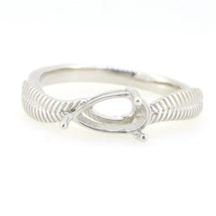 18K Gold Semi Mount Ring Setting Pear PE 9x6mm Feather Theme Syzjewelry