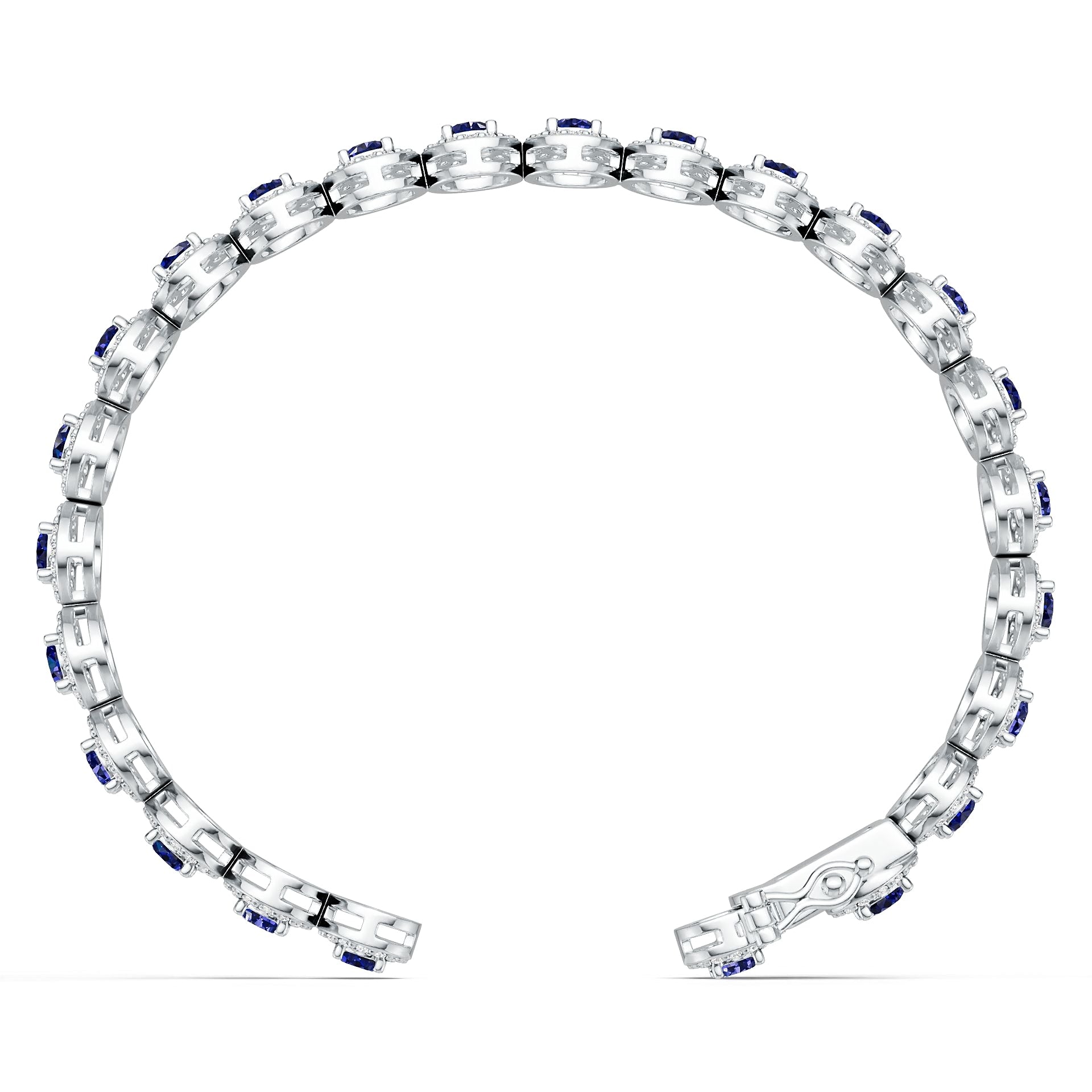 Platinum Semi Mount Bracelet Setting Oval OV 5x4mm Diamond Accent DHJ