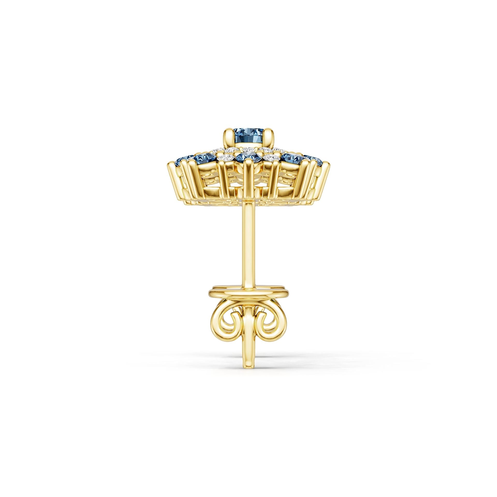 10K 14K Gold or Platinum Semi Mount Earrings Setting Round Rd Diamond Accent Syzjewelry