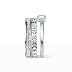 Sterling Silver Semi Mount Ring Setting Round RD 3.5mm Stackable Rings with White Topaz - Syzjewelry
