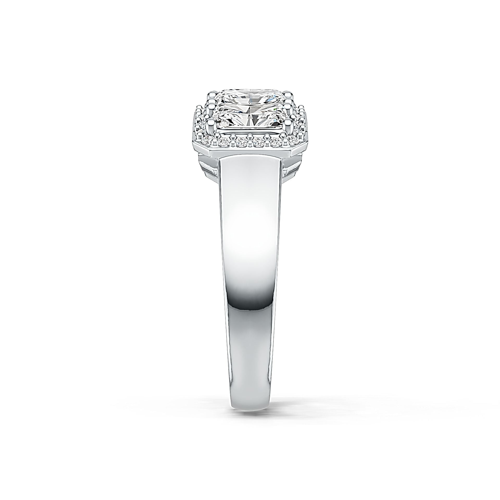 Sterling Silver Semi Mount Ring Setting Emerald OCT 5X3mm with White Topaz Syzjewelry