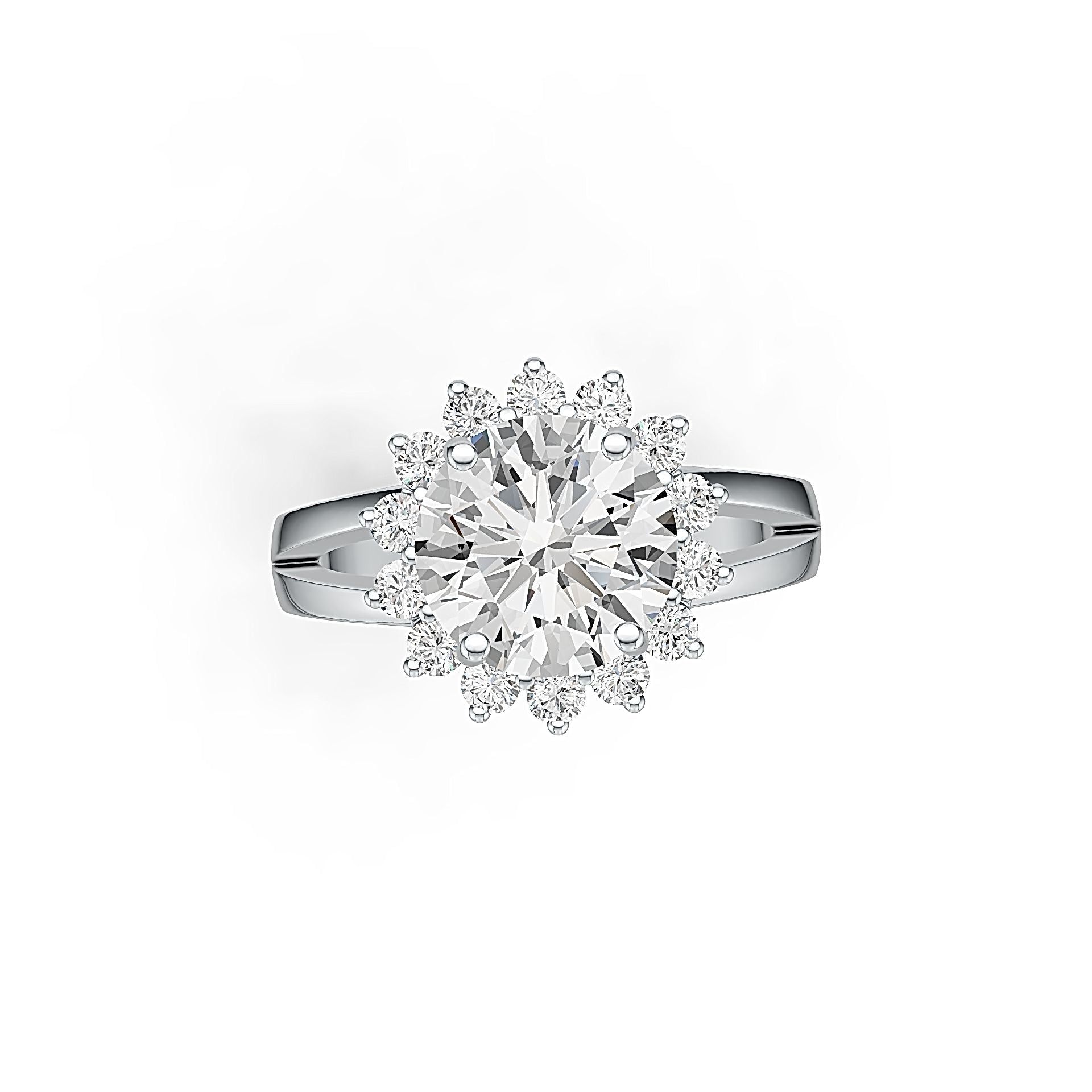 10K Gold Semi Mount Ring Setting Round RD 8x8mm Halo Moissanite Accent DHJ