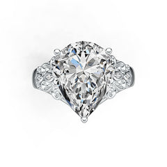 18K Gold Semi Mount Ring Setting Pear PE 16X12mm Filigree Band Diamond Accent DHJ