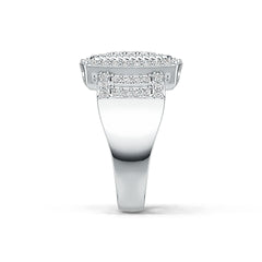 Sterling Silver Ring Square-Shaped with White Topaz or Moissanite DHJ