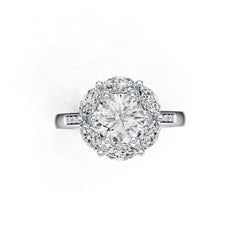 Platinum Semi Mount Ring Setting Round RD 8X8mm MQ 6X3mm Diamond Accent DHJ