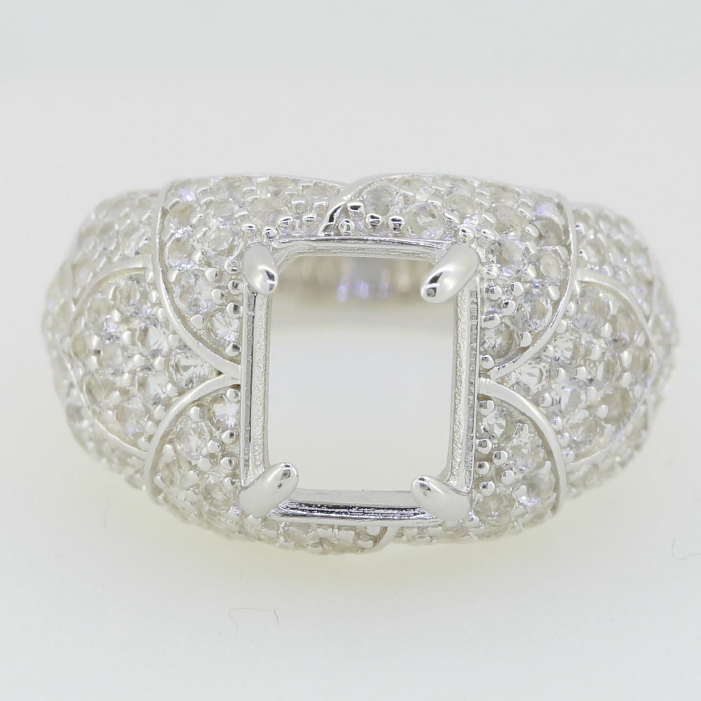 Yellow Gold PlatedPlatinum Semi Mount Ring Setting OCT 10x8mm Diamond Accent Syzjewelry