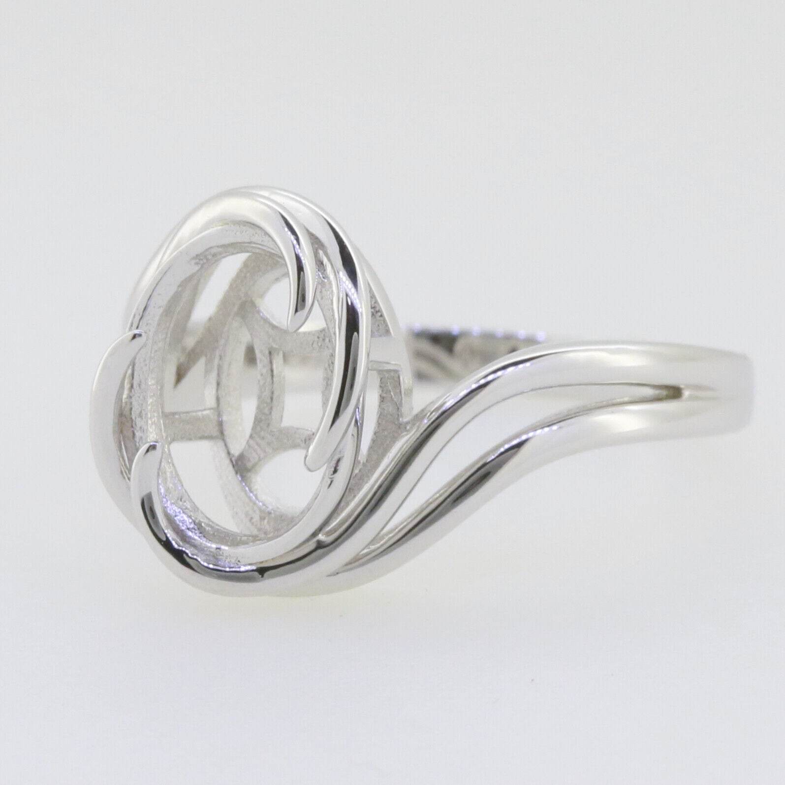 18K Gold Semi Mount Ring Setting Oval OV 11x9mm Contemporary Syzjewelry