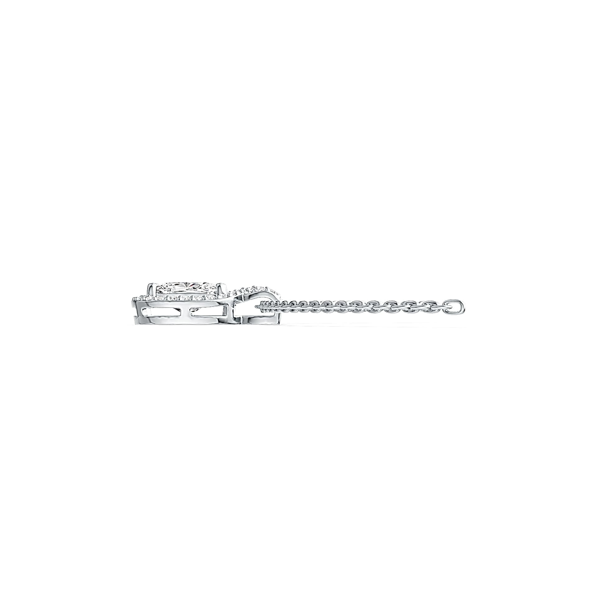 Platinum Semi Mount Pendant Setting Cushion CU 7X5mm Halo Diamond Accent DHJ