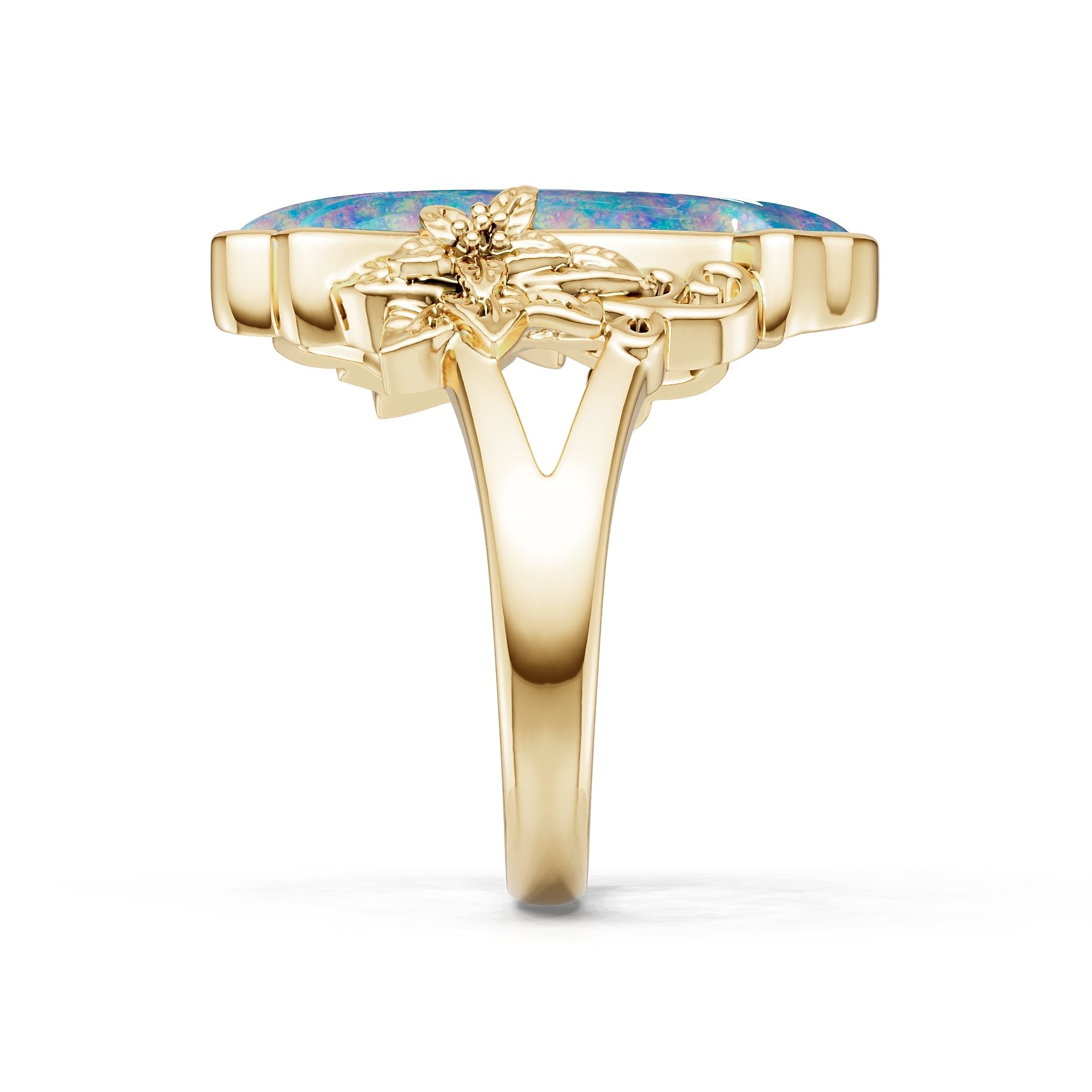 14K Gold Semi Mount Ring Setting Round Ro 21x9mm Syz Jewelry
