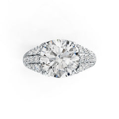 10K Gold Semi Mount Ring Setting Round RD 10.5mm Moissanite Accent DHJ